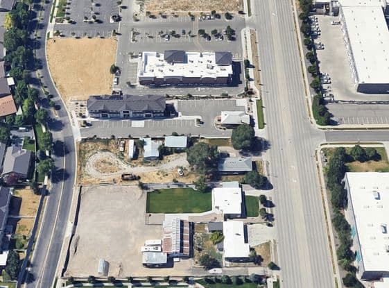 Aerial view of the 10923 South Redwood Road parcel in South Jordan
