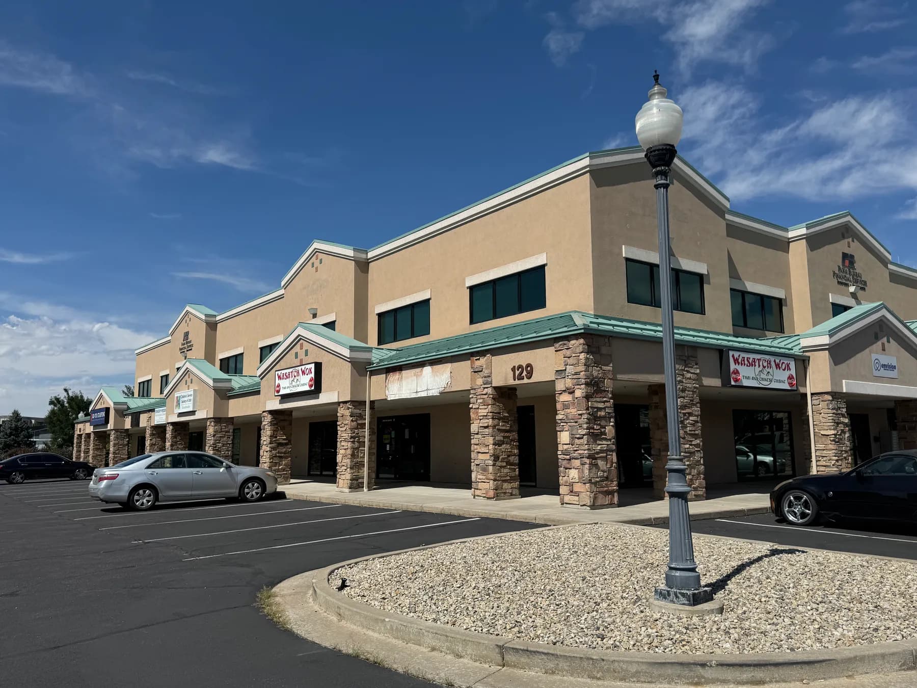 First floor storefronts at the corner of 129 S State St, Clearfield Town Square