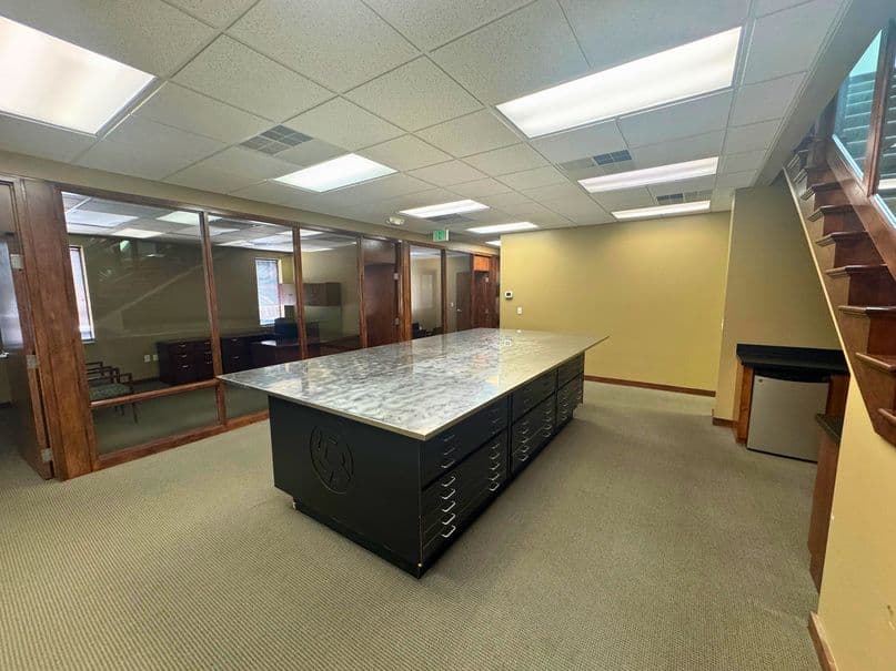 Open work area with center island at 225 South 200 East in Salt Lake City