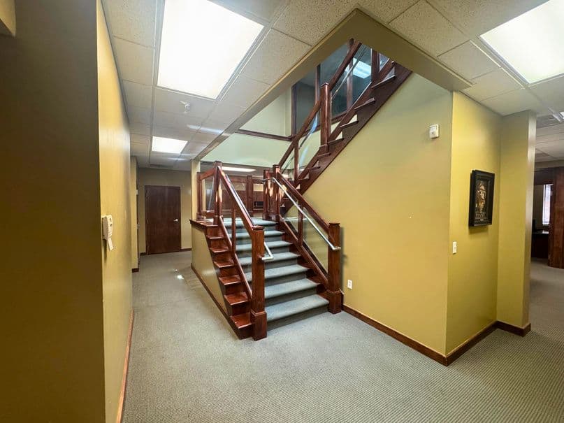 Wood staircase at 225 South 200 East in Salt Lake City