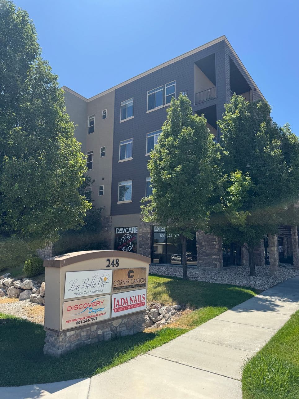 Monument sign and entrance at 248 East 13800 South in Draper