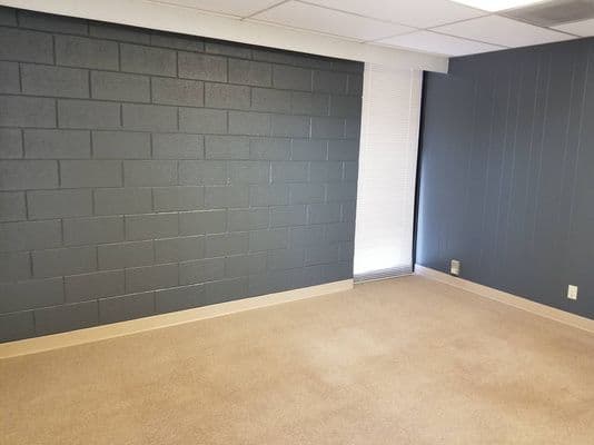 Office with accent block wall at 2880 South Main Street in Salt Lake City