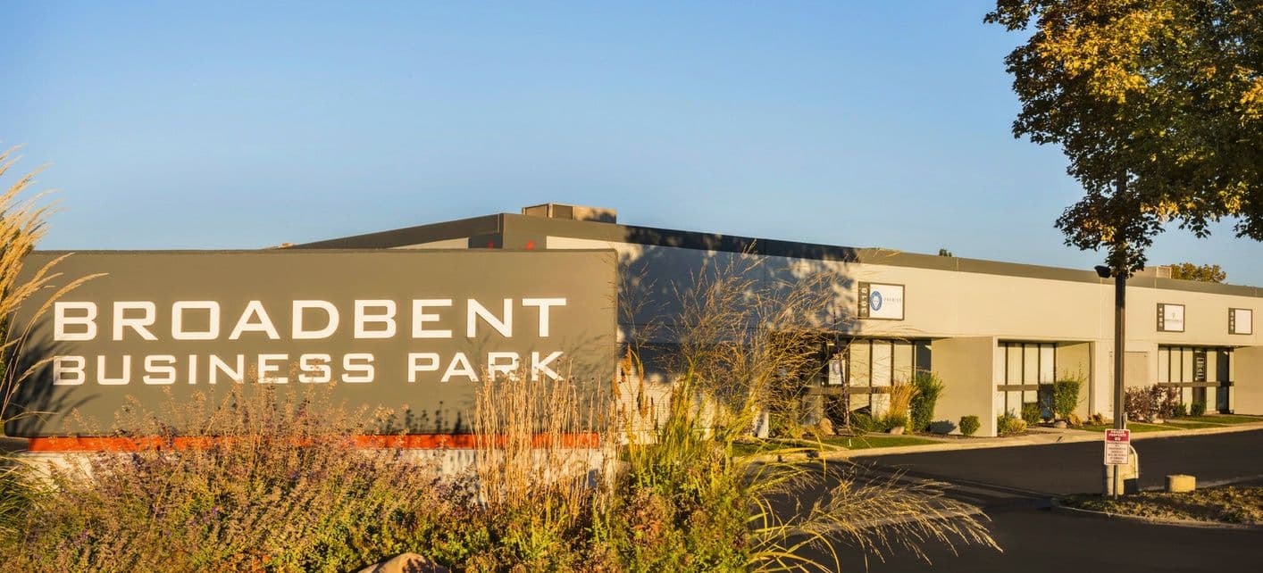 Broadbent Business Park signage and building at 3607 West 2100 South in Salt Lake City