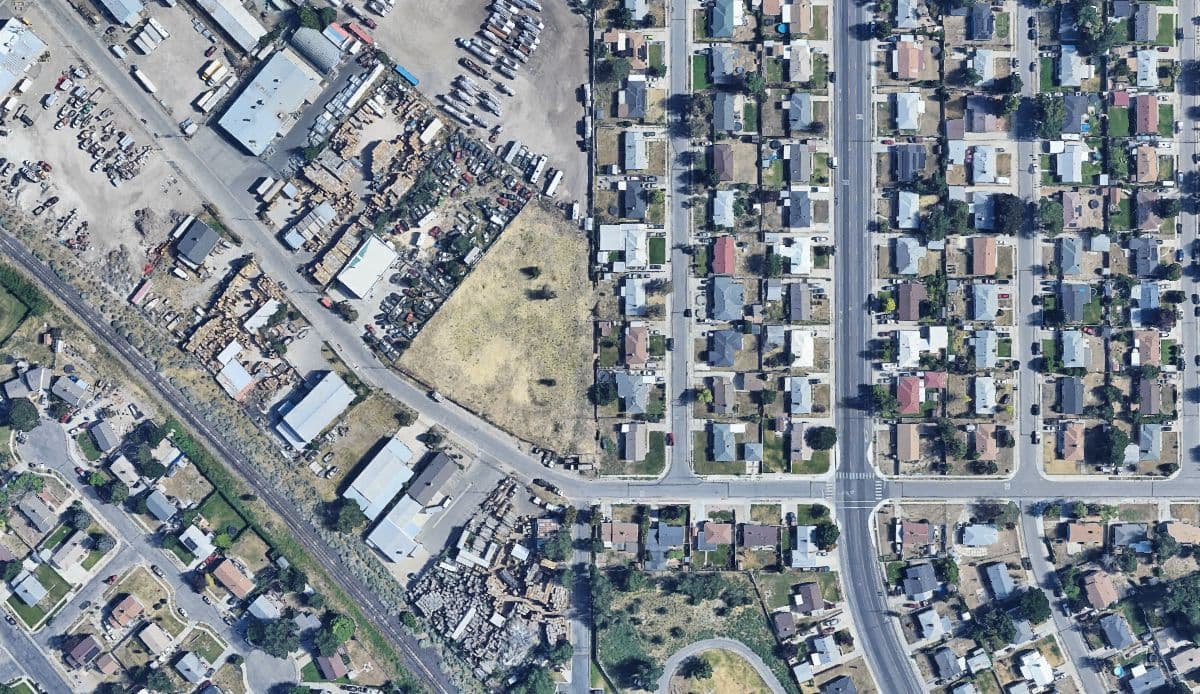 Aerial view of the 1.76 acre parcel at 5032 West 4985 South in Kearns