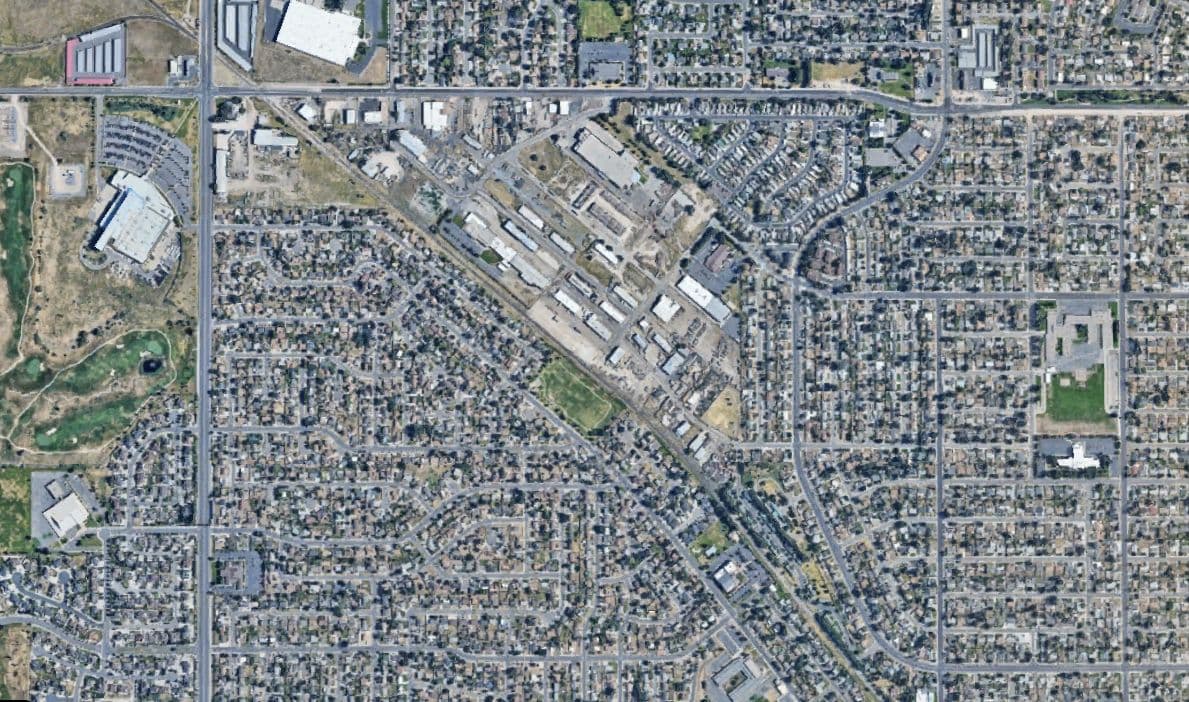 Wider aerial of the area around 5032 West 4985 South in Kearns