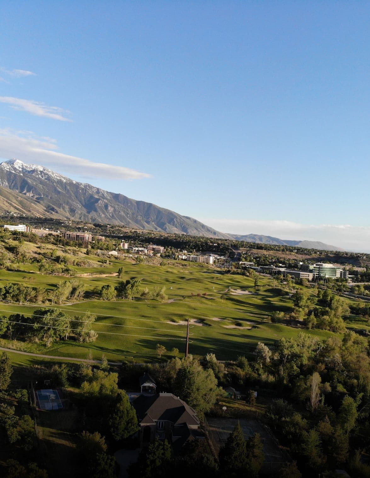 Aerial over the 5830 South Wasatch Boulevard hillside parcel in Holladay
