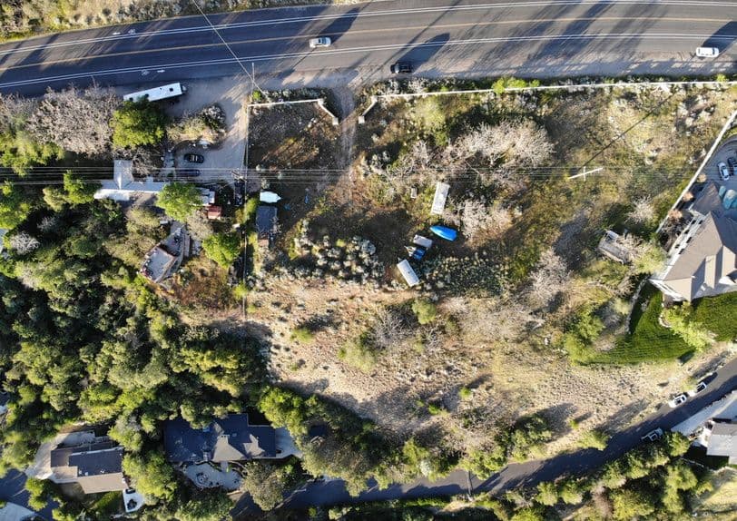 Top down aerial of the wooded parcel at 5830 South Wasatch Boulevard in Holladay