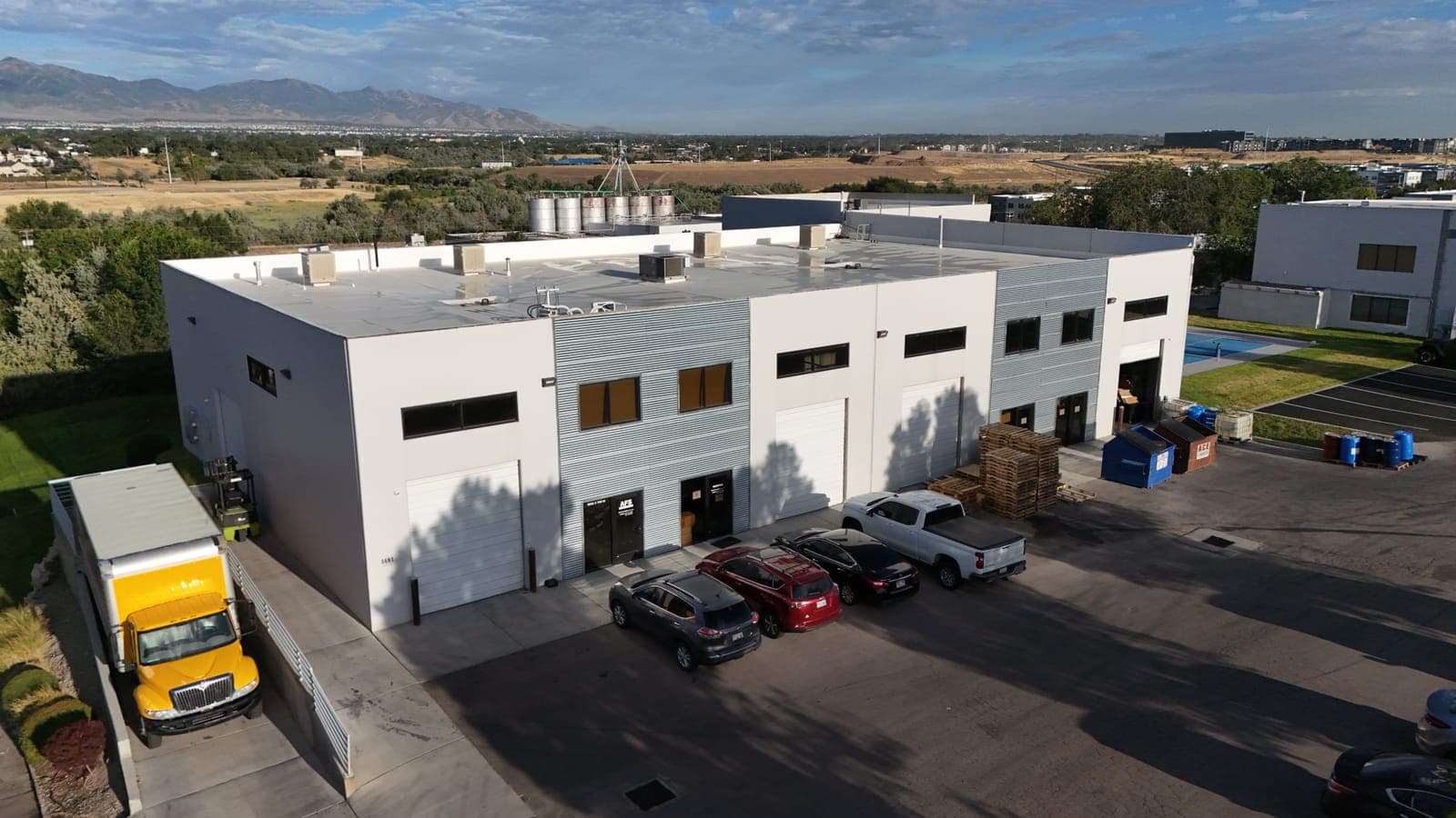 Aerial view of the warehouse at 8681 South 700 West in Sandy