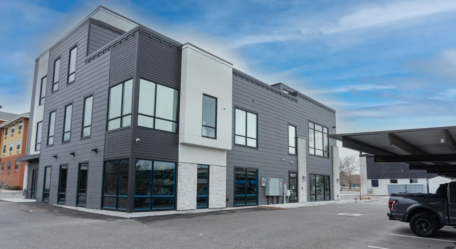 Side elevation of the Union Park medical building, Sandy